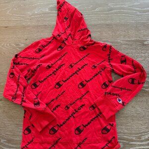 Boys Champion red/black long sleeve t-shirt hoodie size medium